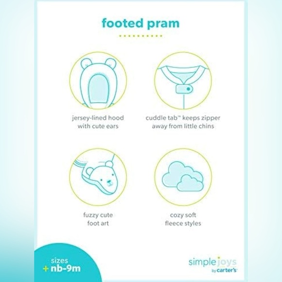 LIKE NEW! Carter’s footed pram, winter suit for baby 0-3 months - Picture 4 of 6
